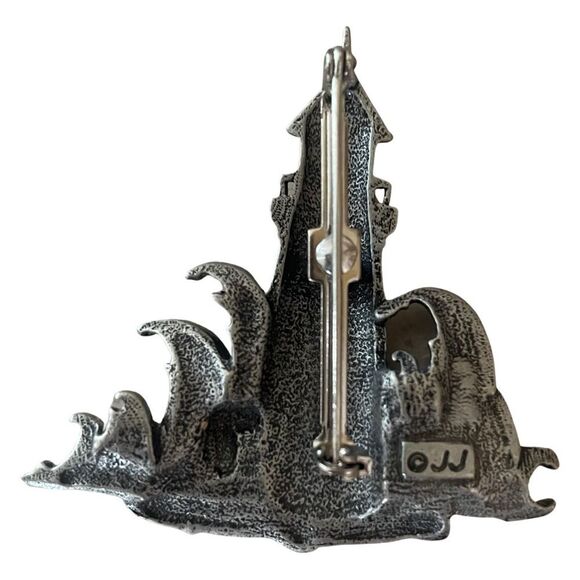 Vintage 80s JJ Jonette Lighthouse & Waves Pin - Picture 2 of 7